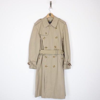 Vintage 90s Burberry Tan Brown Nova Check Double Breasted Belted Trench Coat