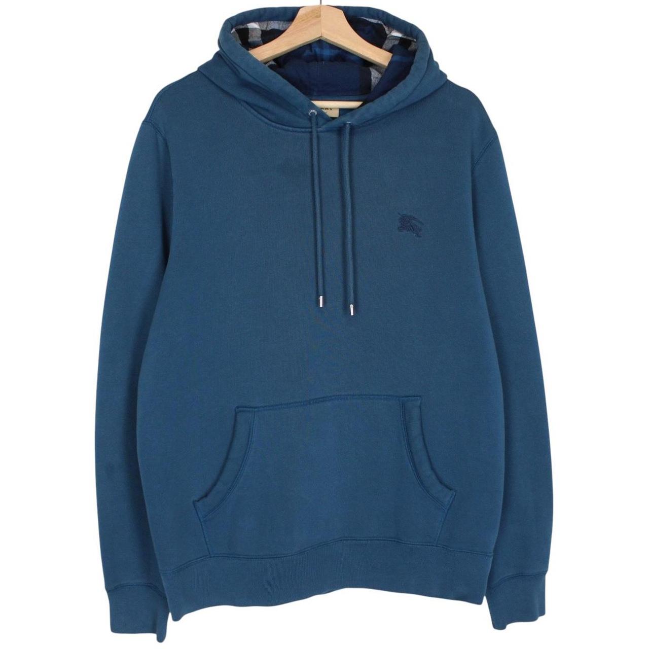 Burberry Teal Blue Pullover Cotton Hoodie Jumper