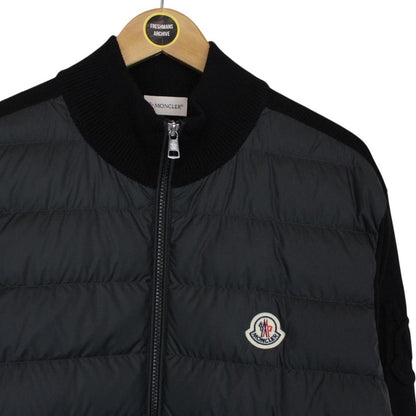 Moncler Black Full Zip Down Padded Cotton Cardigan Tricot Jacket