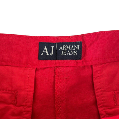 Armani Jeans Red Wide Leg Linen Trousers