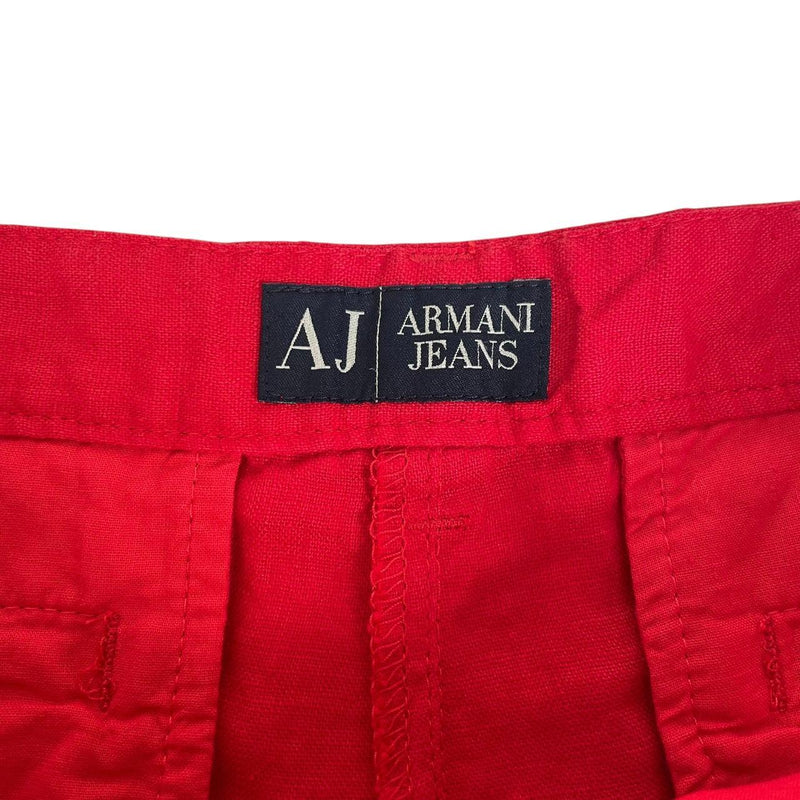 Armani Jeans Red Wide Leg Linen Trousers