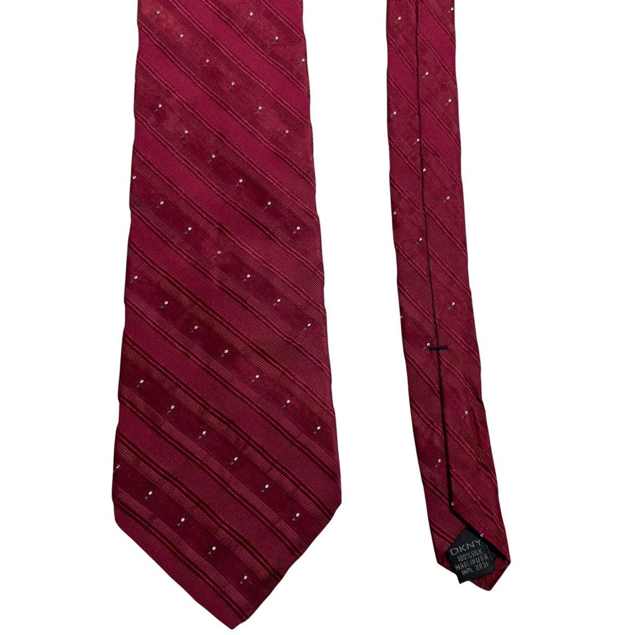 Vintage DKNY Burgundy Striped Silk Tie