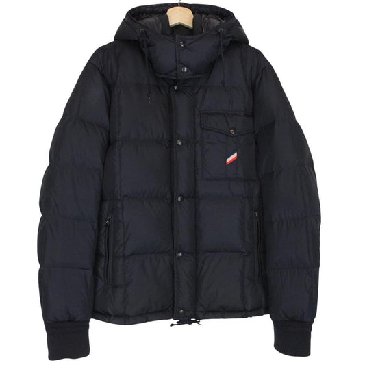 Moncler Alban Navy Blue Full Zip Hooded Down Jacket