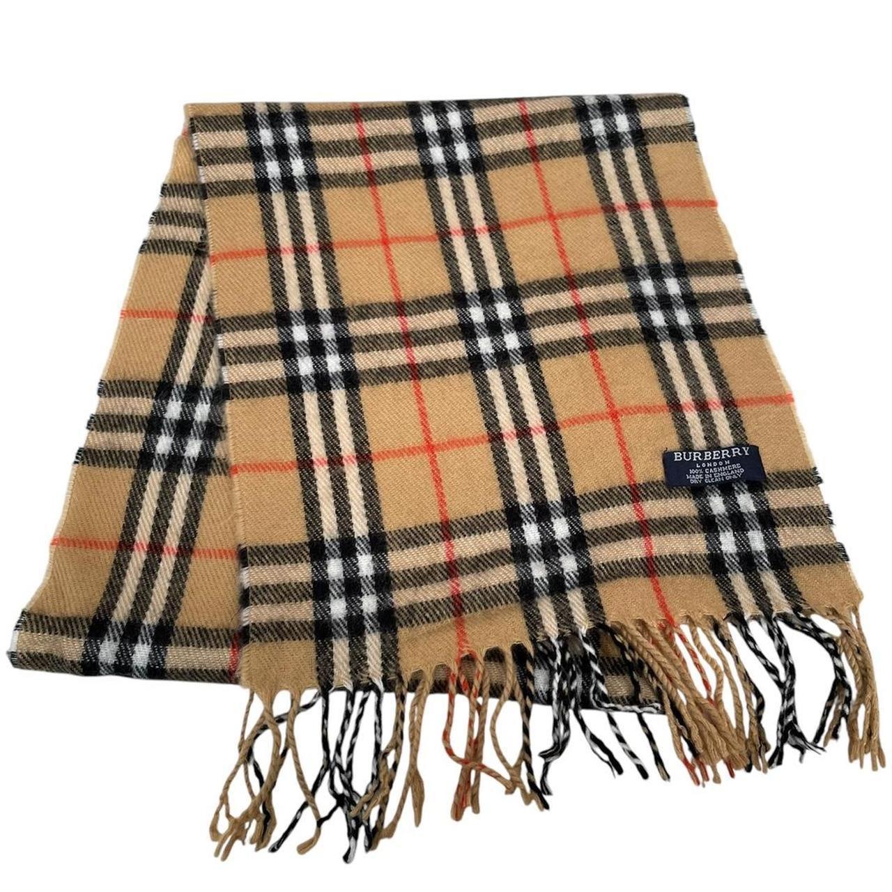 Vintage 90s Burberry Beige Nova Check Lambswool Scarf