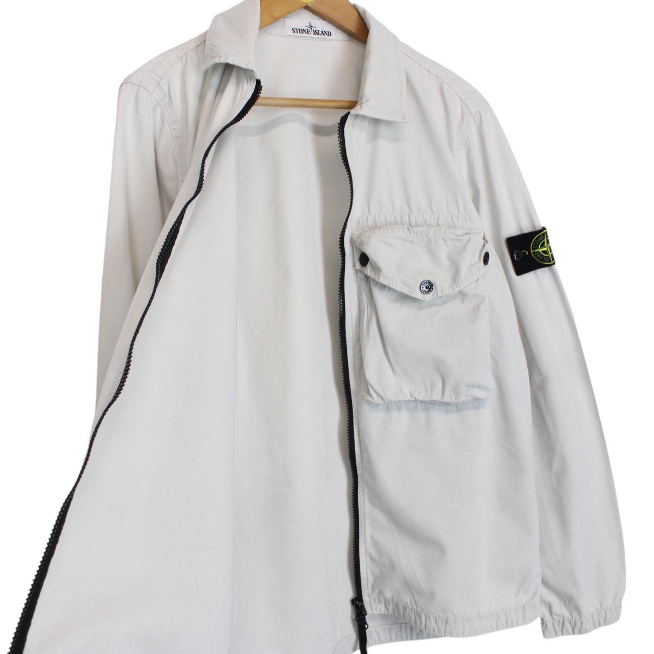 Stone Island SS 2021 Pale Blue Full Zip Cotton Overshirt Jacket