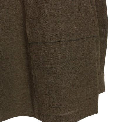 Burberry khaki brown blazer jacket with classic check lining and logo detail.