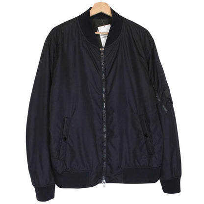 Hugo Boss navy blue bomber jacket full zip nylon with logo detail.