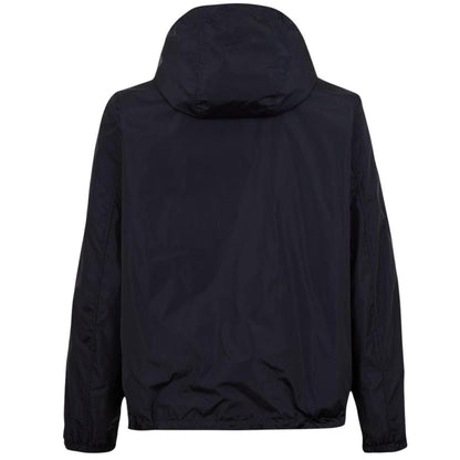 Burberry reversible windbreaker jacket in blue and black with Nova Check pattern.