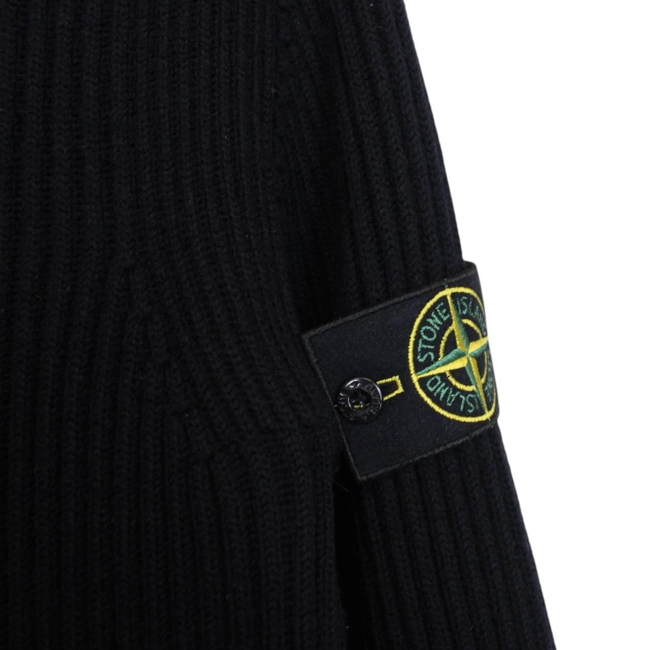 Vintage Stone Island AW 2003 Navy Blue Ribbed Wool Knit Jumper