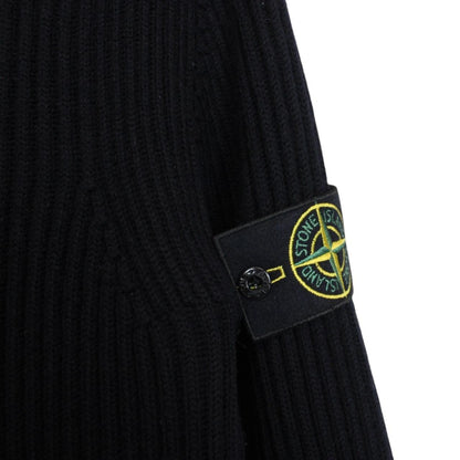 Vintage Stone Island AW 2003 Navy Blue Ribbed Wool Knit Jumper