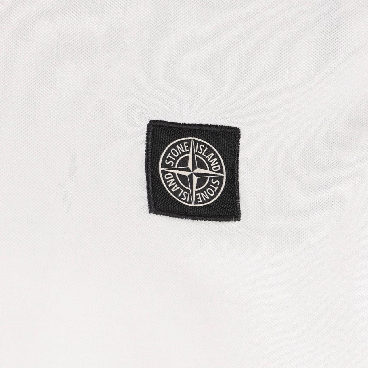 Stone Island White Short Sleeve Slim Fit Organic Cotton Polo Shirt