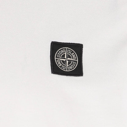 Stone Island White Short Sleeve Slim Fit Organic Cotton Polo Shirt