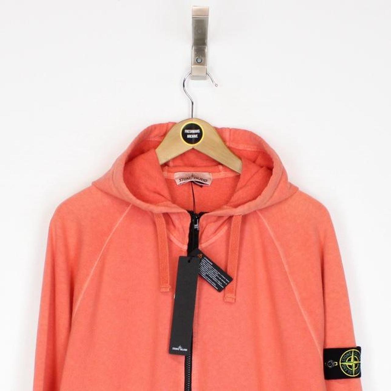 Stone Island SS 2022 Orange Full Zip Cotton Hoodie Jumper