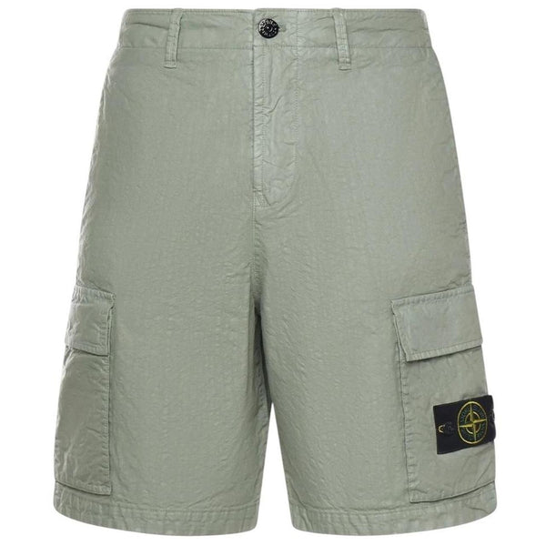 Stone Island green cargo shorts with multiple pockets and 