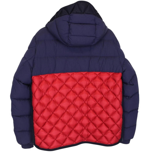 Moncler Tanguy Navy Blue and Red Full Zip Hooded Down Jacket