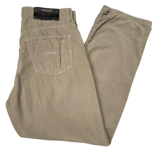 Vintage Stone Island Denims AW 2002 Beige Straight Leg Fit Corduroy Trousers