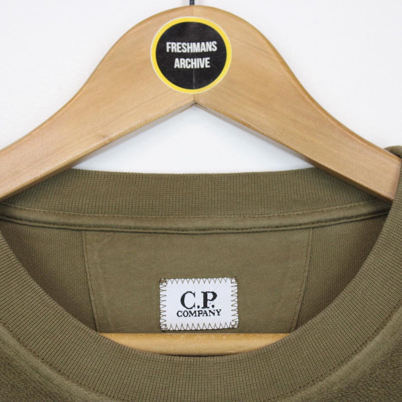 CP Company Khaki Brown Lens Malfilè Fleece Sweatshirt Jumper