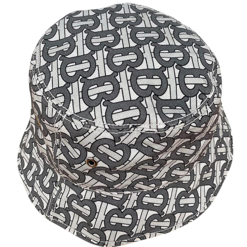 Burberry Grey Monogram Print Cotton Bucket Hat
