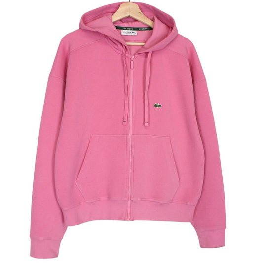 Lacoste pink full zip hoodie cotton with embroidered crocodile logo.