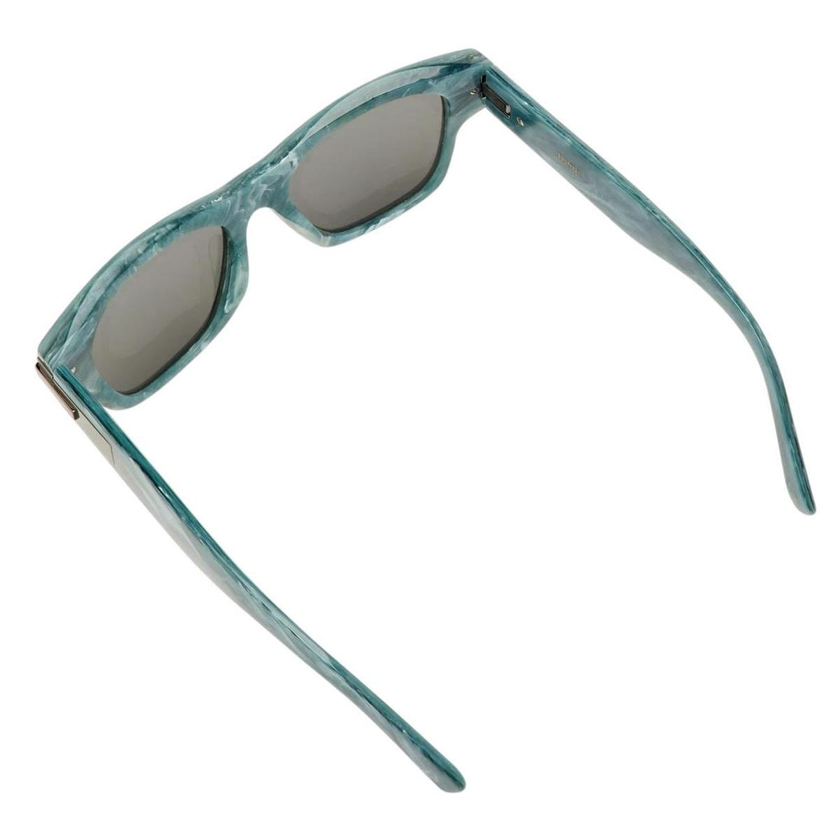 Dior sunglasses black and turquoise marble design with Wayfarer shape and logo.