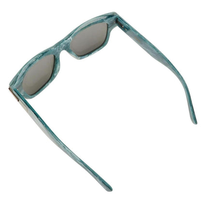 Dior sunglasses black and turquoise marble design with Wayfarer shape and logo.