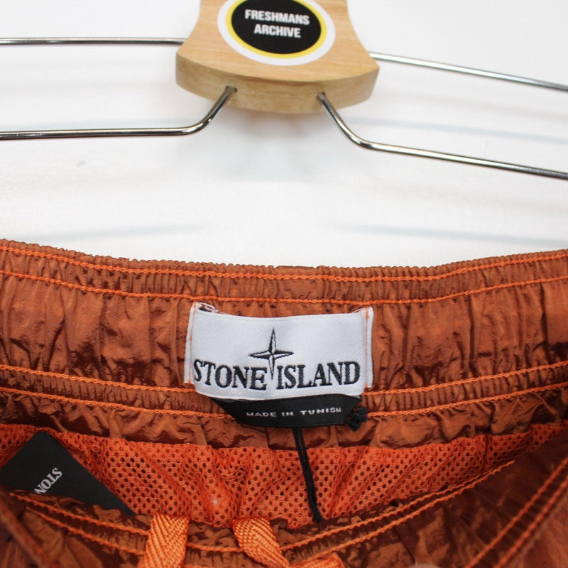 Stone Island SS 2022 Orange Econyl Nylon Metal Swim Shorts