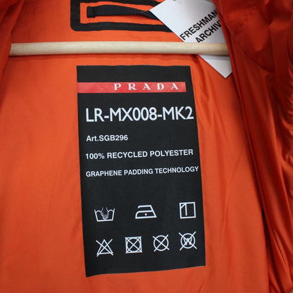 Prada Linea Rossa Technical Nylon Orange Full Zip Padded Jacket