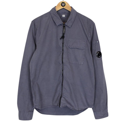 CP Company Grey Full Zip Cotton Lens Overshirt