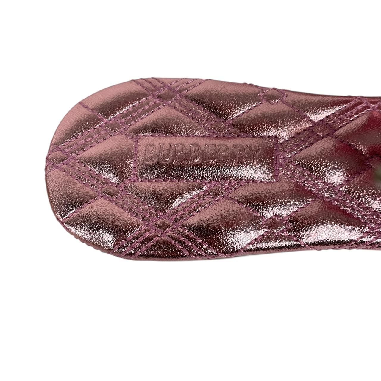 Burberry Metallic Pink Leather Slingback Ballerinas Pumps