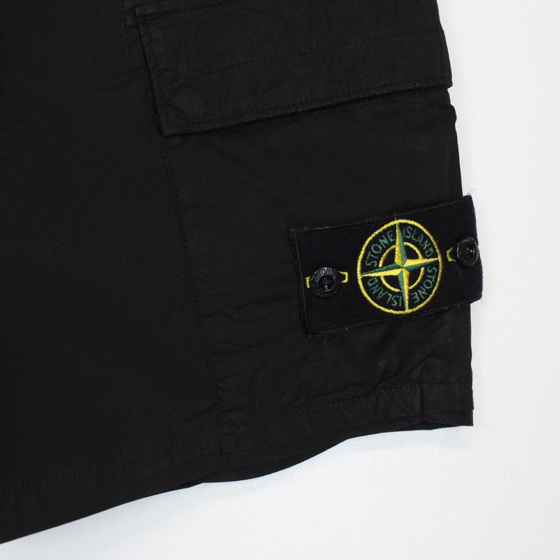 Stone Island SS 2024 Black Bermuda Cotton Cargo Shorts