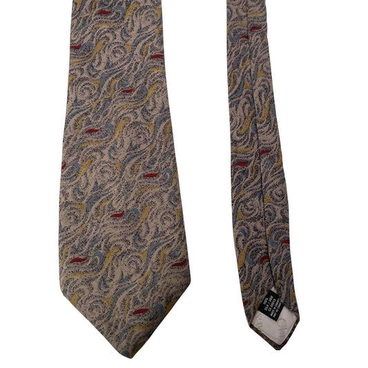 Vintage Christian Dior Multicoloured Abstract Print Silk Tie