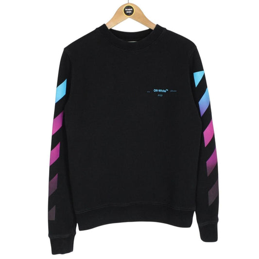 Off White Black and Multicoloured Diagonal Gradient Arrows Sweatshirt Jumper