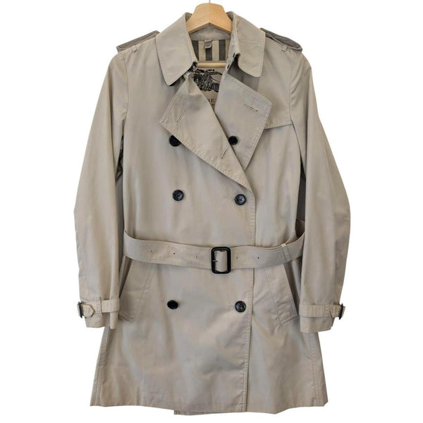 Burberry Beige Nova Check Double Breasted Belted Kensington Trench Coat