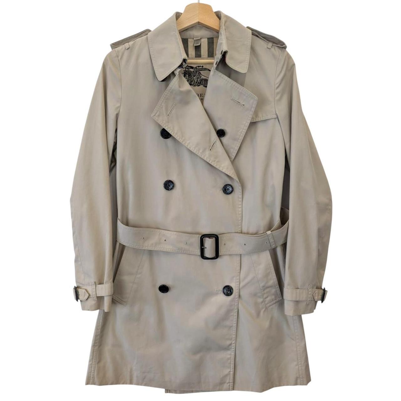 Burberry Beige Nova Check Double Breasted Belted Kensington Trench Coat