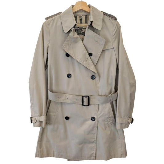 Burberry Beige Nova Check Double Breasted Belted Kensington Trench Coat