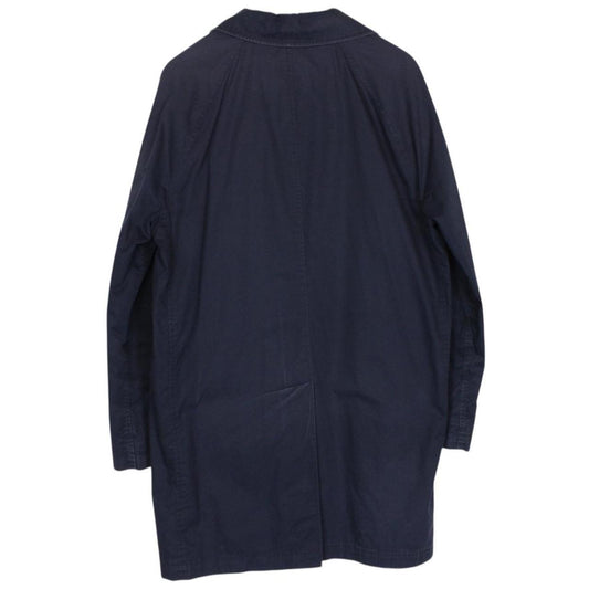 Burberry Brit Navy Blue Single Breasted Nova Check Lined Car Coat