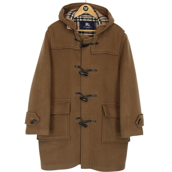Vintage Burberry London Tan Brown Nova Check Lined Wool Duffle Coat