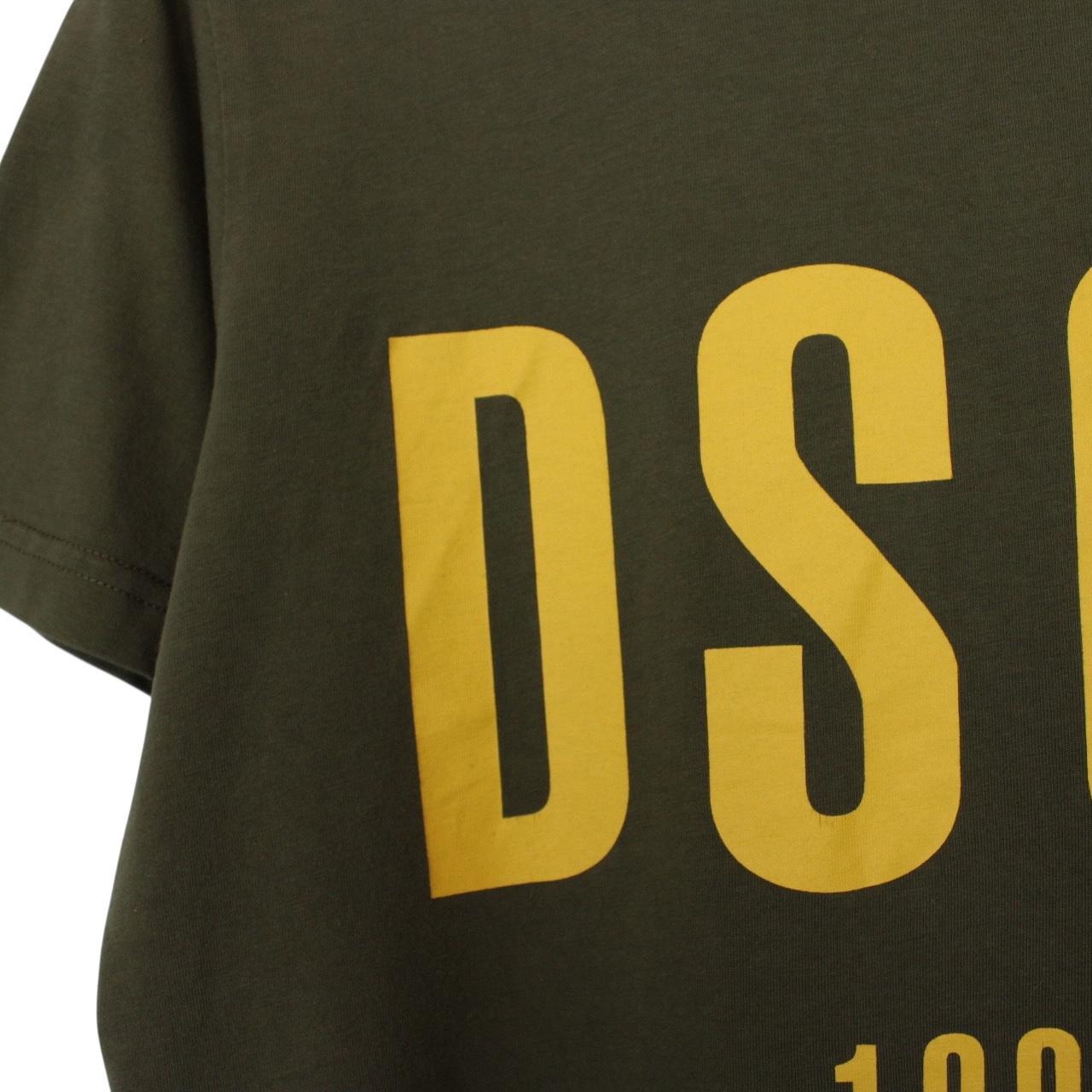 Dsquared2 Khaki Green Logo Print Short Sleeve Cotton T-Shirt