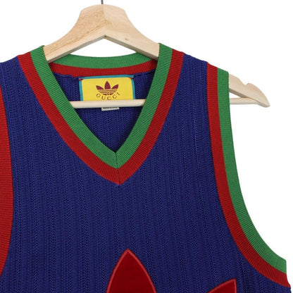Gucci x Adidas Blue and Red Viscose Vest Top