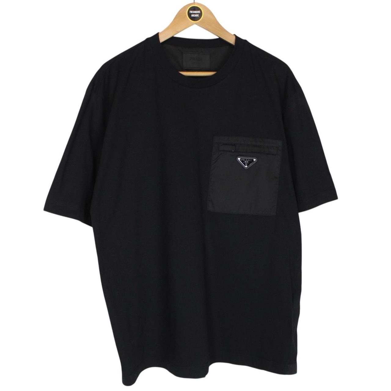 Prada Black Short Sleeve Cotton Badge Re-Nylon Pocket T-Shirt