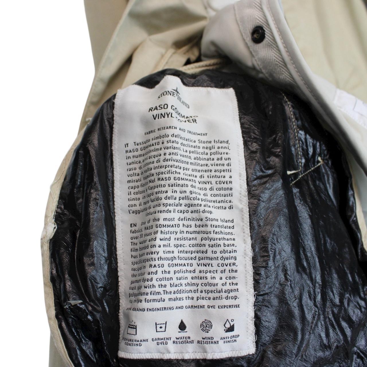 Stone Island AW 2012 Beige Raso Gommato Vinyl Cover Coat with Dutch Rope Lining
