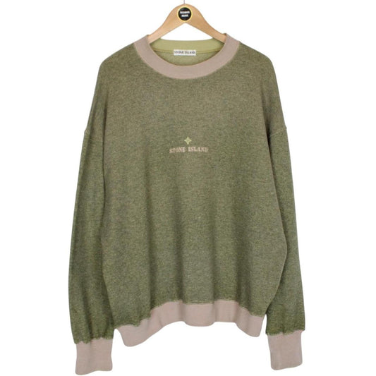 Vintage 1989 Stone Island Green Edge Badge Green Wool Blend Sweatshirt Jumper