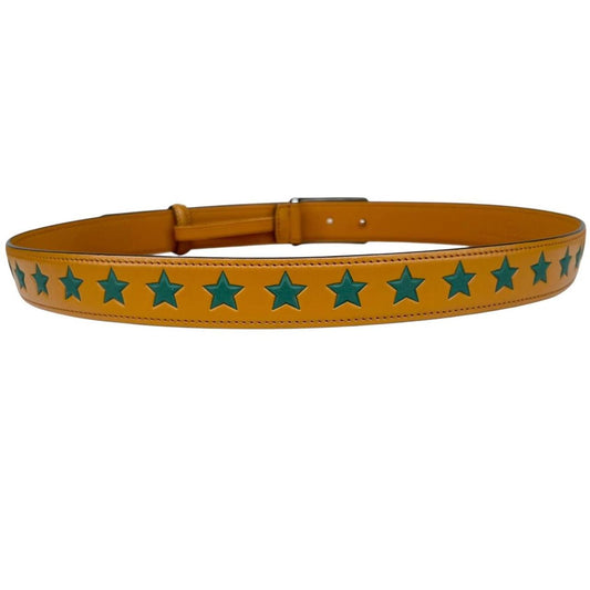 Gucci Memorable Buckle Yellow and Green Star Leather Belt