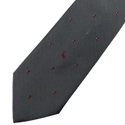 Christian Dior grey tie in silk/polyester blend with subtle sheen and classic design.