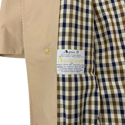 Vintage 90s Aquascutum Tan Brown House Check Aqua 5 Single Breasted Trench Coat