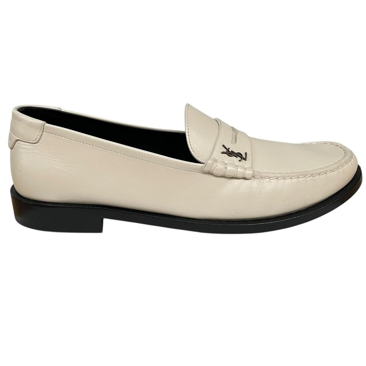 Saint Laurent Pearl Belfagor Leather Penny Moccasin Loafers