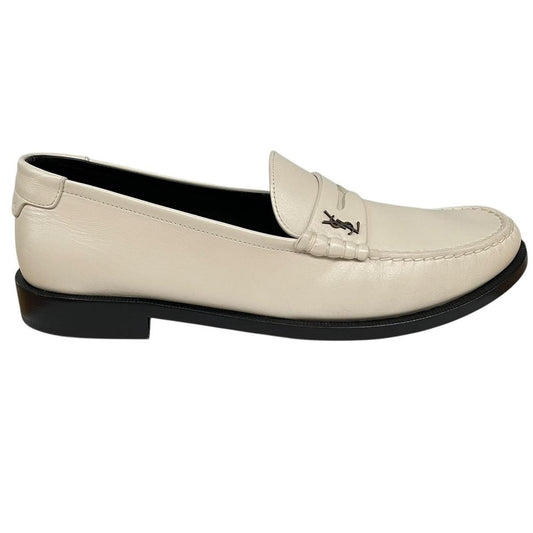 Saint Laurent Pearl Belfagor Leather Penny Moccasin Loafers