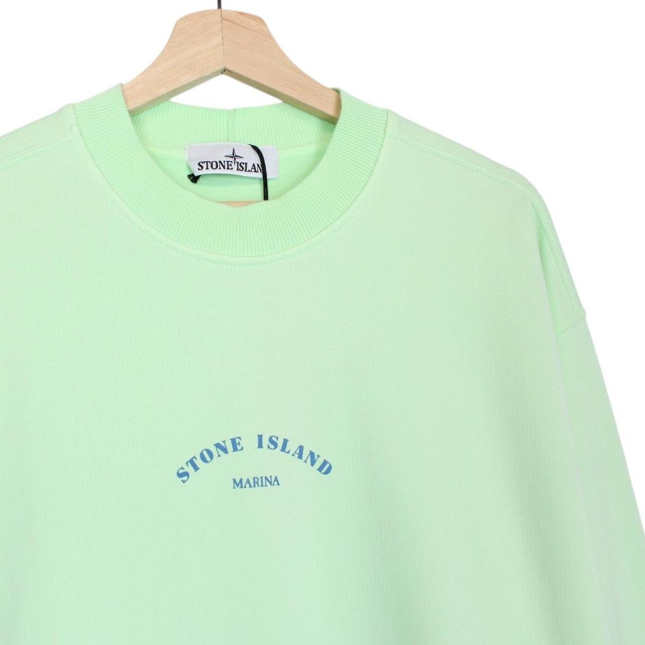 Stone Island Marina SS 2023 Light Green Plated Dyed Cotton Sweatshirt Jumper