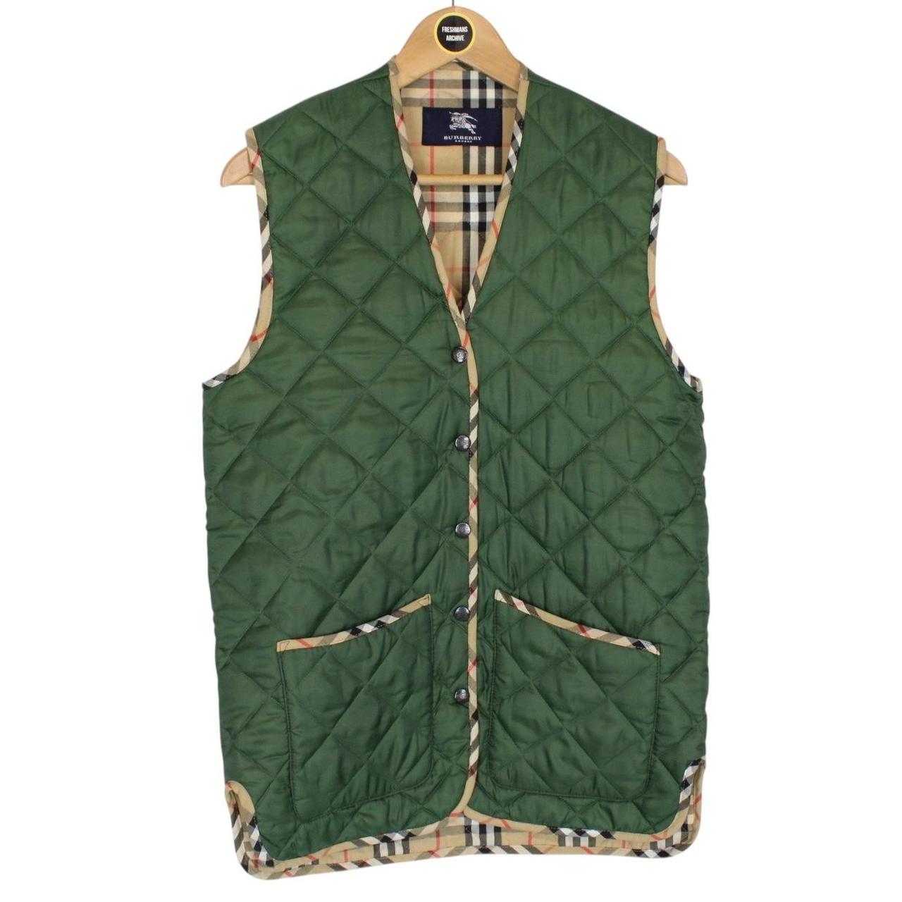 Vintage Burberry Green Nova Check Quilted Vest Jacket