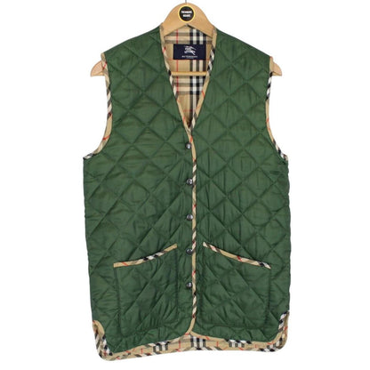 Vintage Burberry Green Nova Check Quilted Vest Jacket